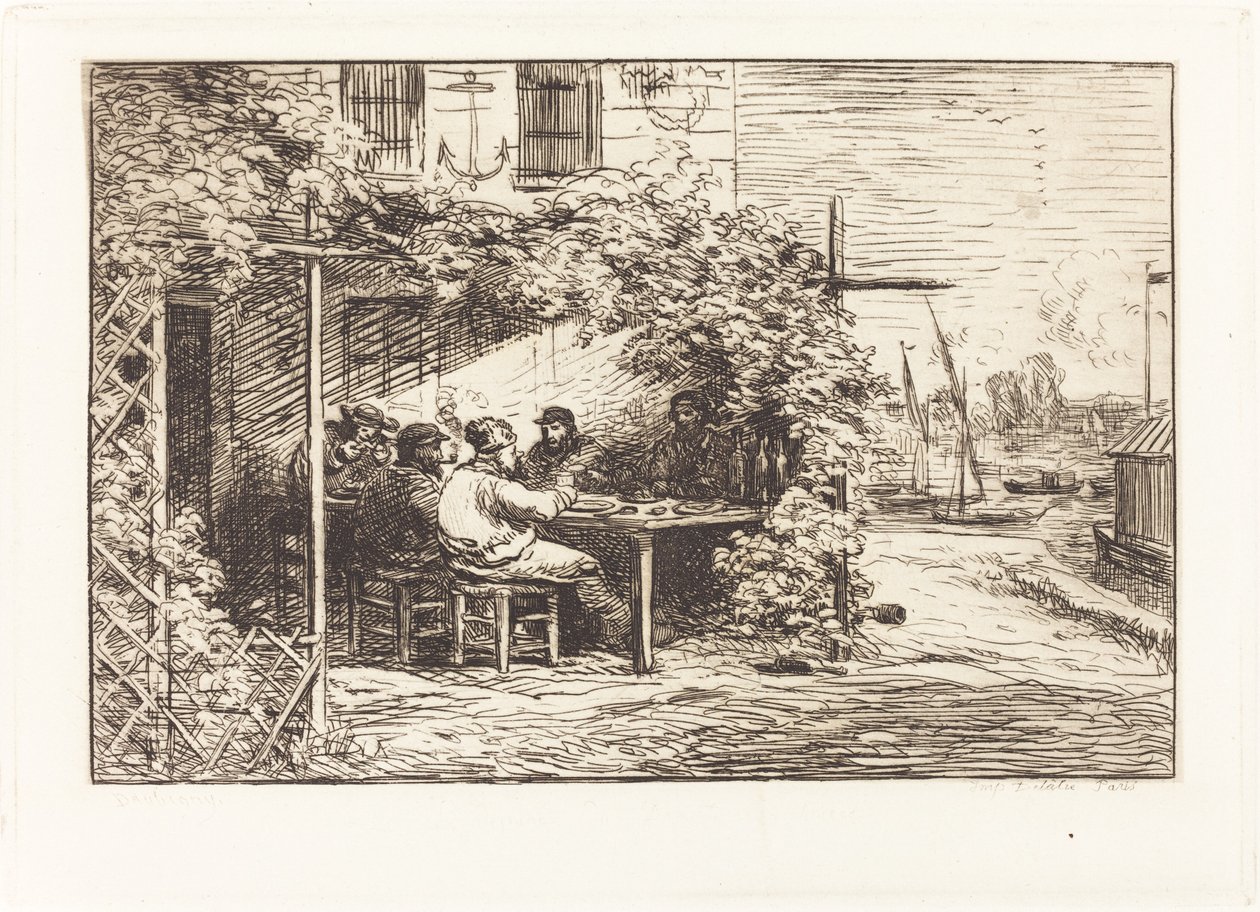 Lunch på väg till Asnieres av Charles Francois Daubigny