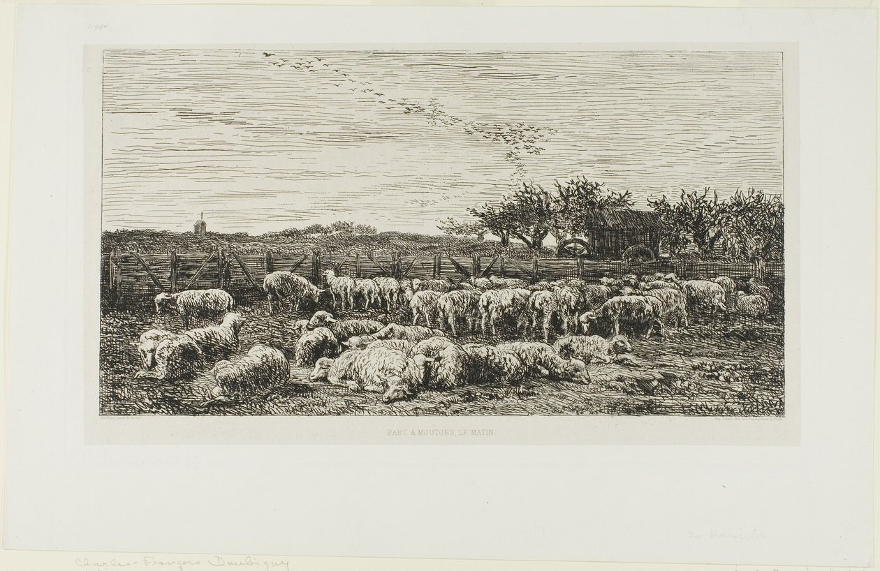 Äng med får av Charles Francois Daubigny