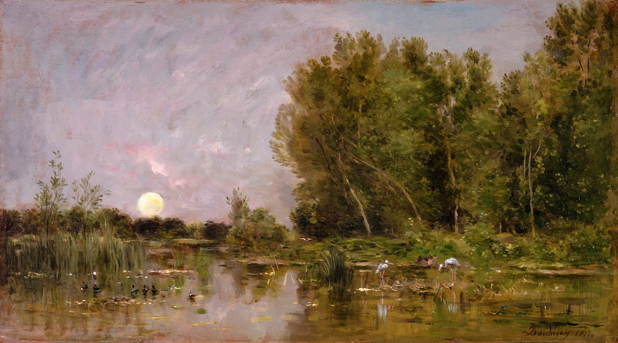 Månens uppgång, 1877 av Charles Francois Daubigny