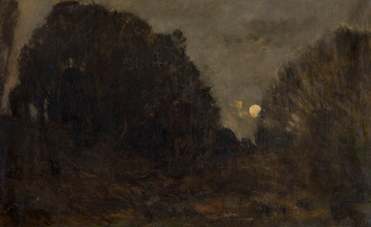 Månuppgång vid Barbizon (olja på duk) av Charles Francois Daubigny