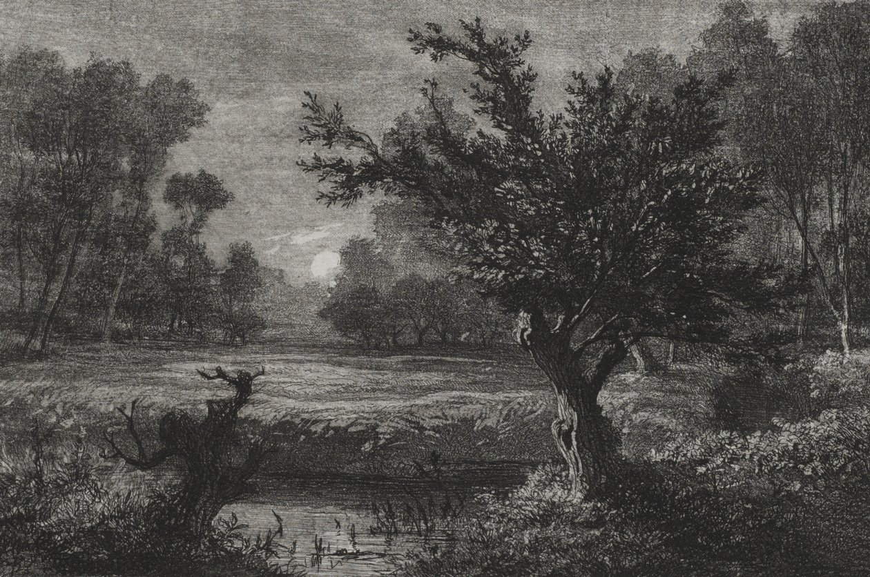Månuppgång i Andillydalen av Charles Francois Daubigny