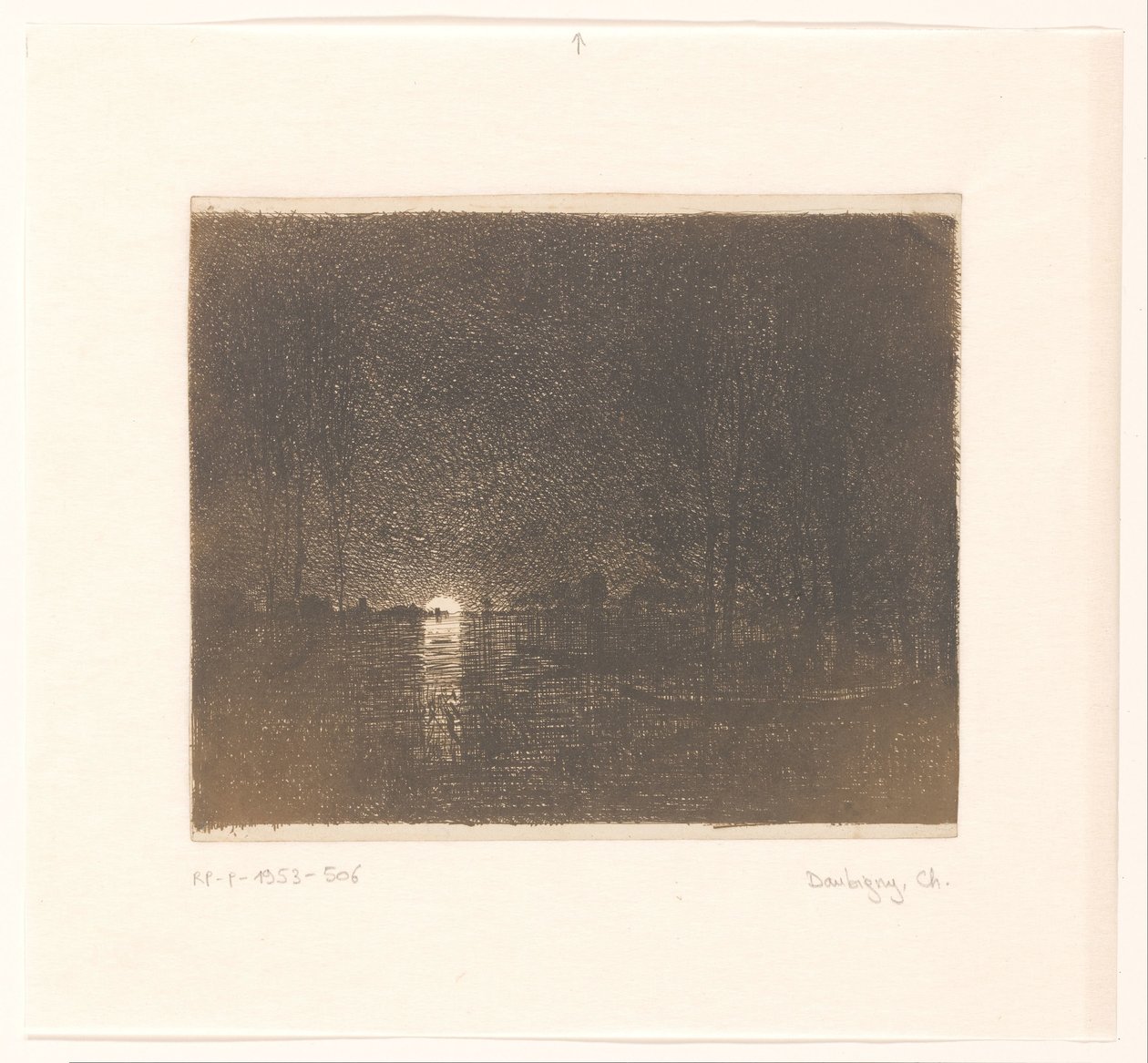 Nattsikt på en sjö Effekt på natten av Charles Francois Daubigny