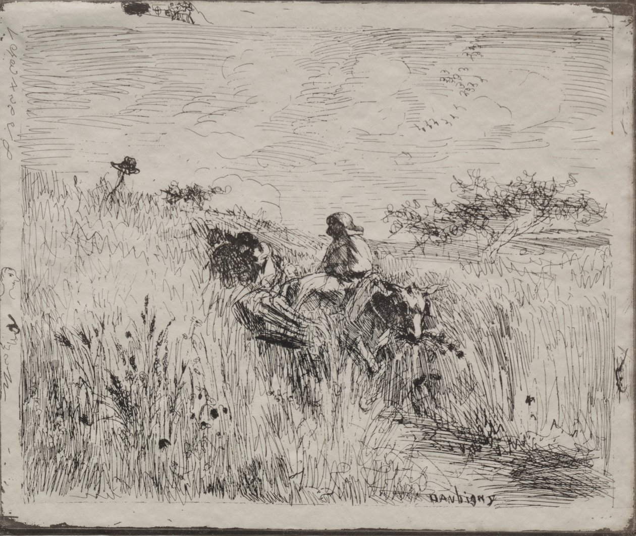 Path Through the Grain Field, originalavtryck 1862, tryckt 1921. av Charles Francois Daubigny