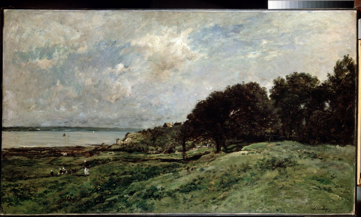 ""havslandskap nära Villerville i Calvados"" (Kanten nära Villerville) Målning av Charles Francois Daubigny (1817-1878) 1875 85x149 cm Eremitagemuseet, Sankt Petersburg (Saint-Petersbourg) av Charles Francois Daubigny