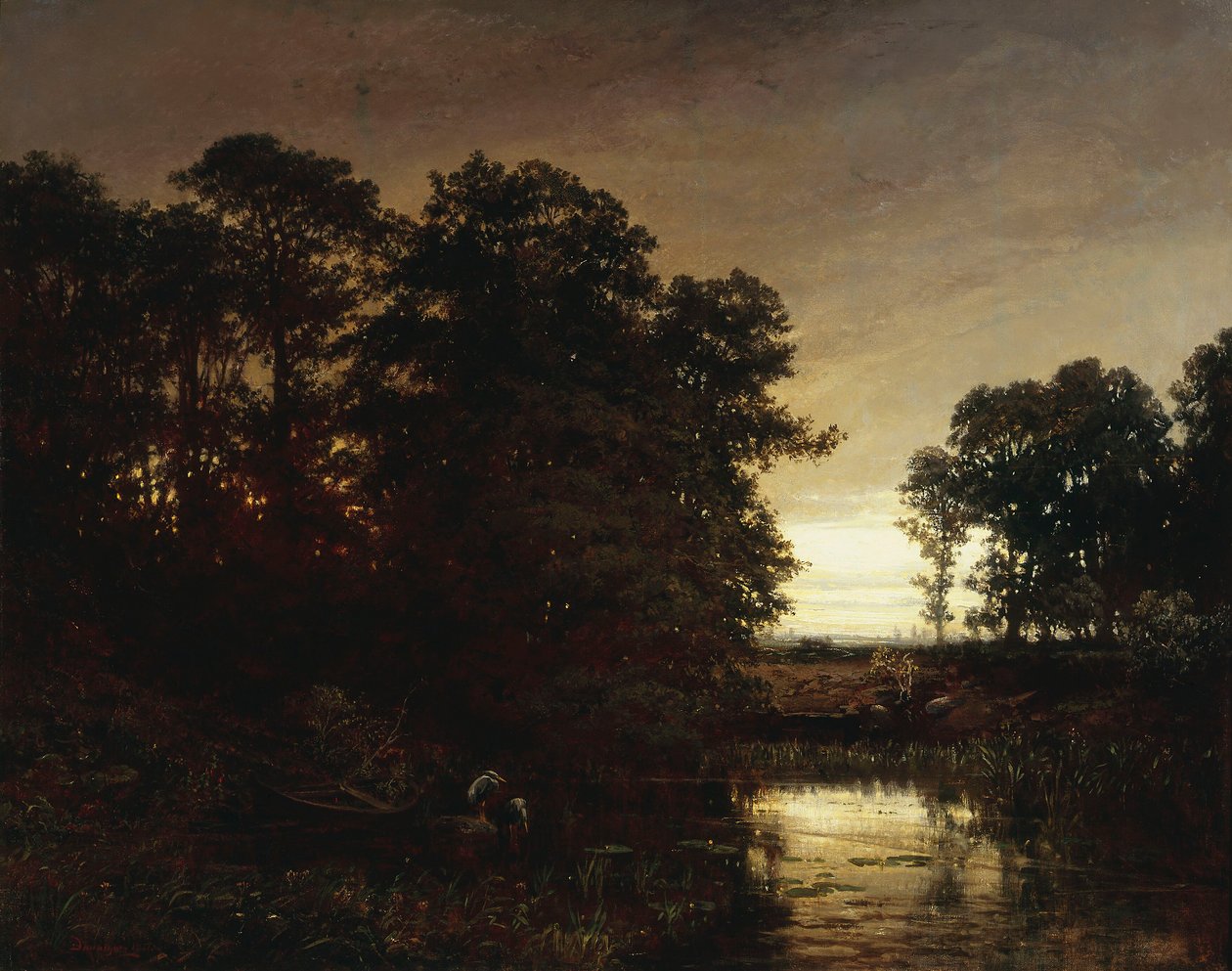 Landskap med damm av Charles Francois Daubigny