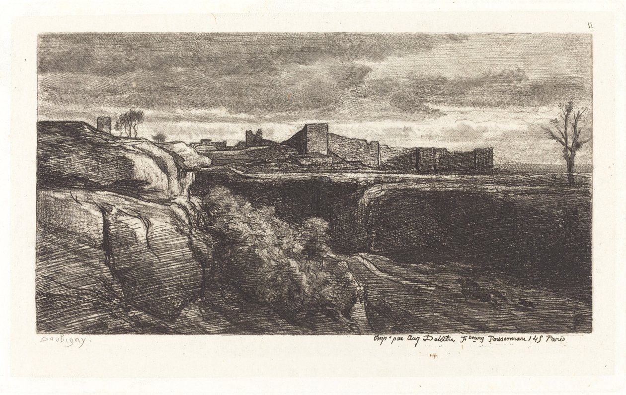 Ruinerna av slottet Cremieux av Charles Francois Daubigny