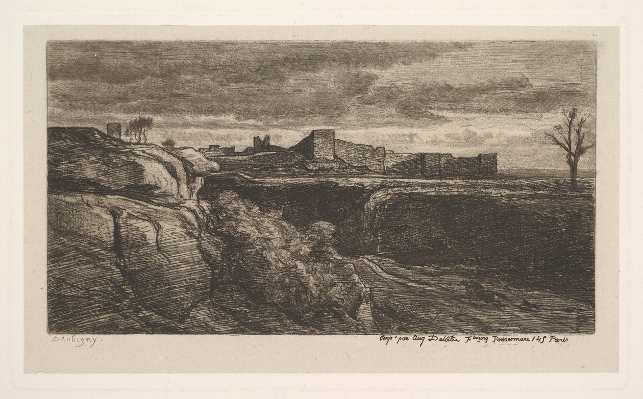Ruinerna av slottet Crémieux Isère, 1850. av Charles Francois Daubigny