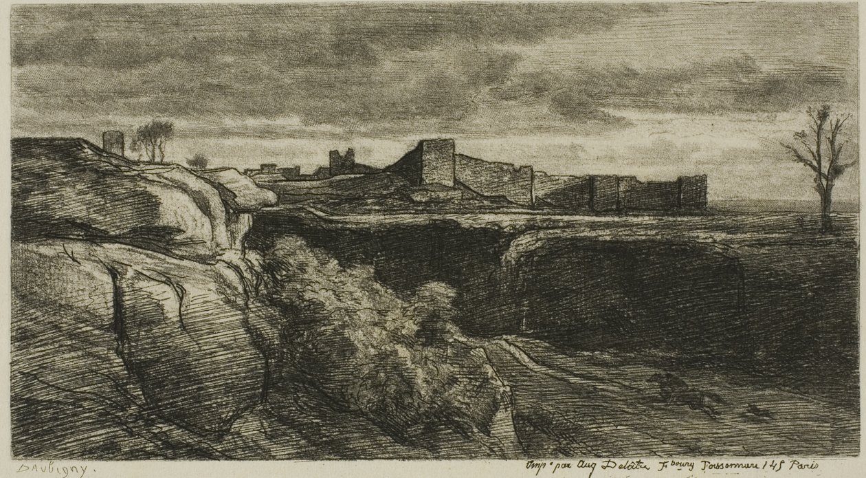 Ruinerna av Château of Crémieux (Isère) av Charles Francois Daubigny