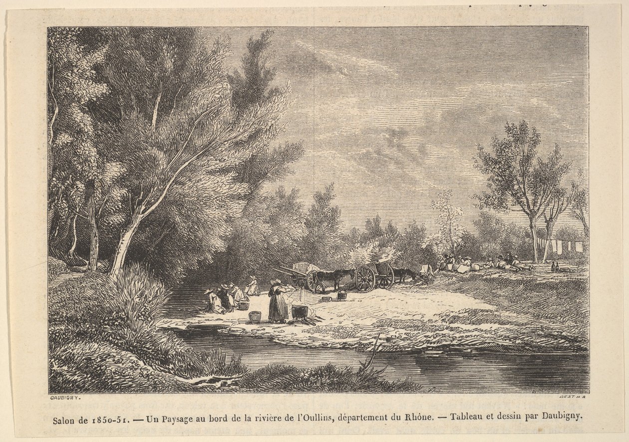 Salong de 1850-51. Landskap längs stranden av floden Oullins, 1850-51. av Charles Francois Daubigny