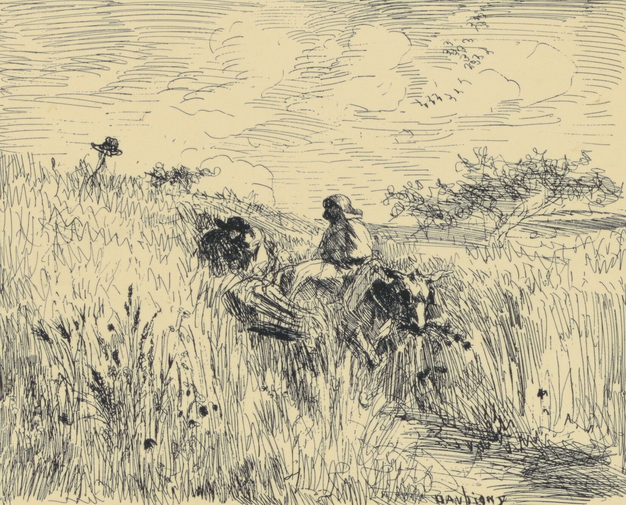 Sentier Dans Les Blés av Charles Francois Daubigny