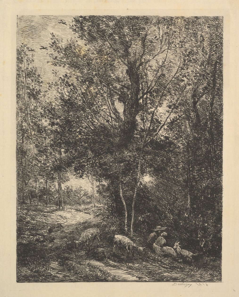 Herde och herdinna, 1874. av Charles Francois Daubigny