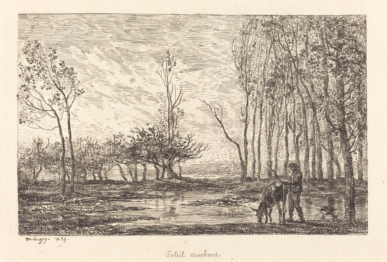 Solnedgång av Charles Francois Daubigny
