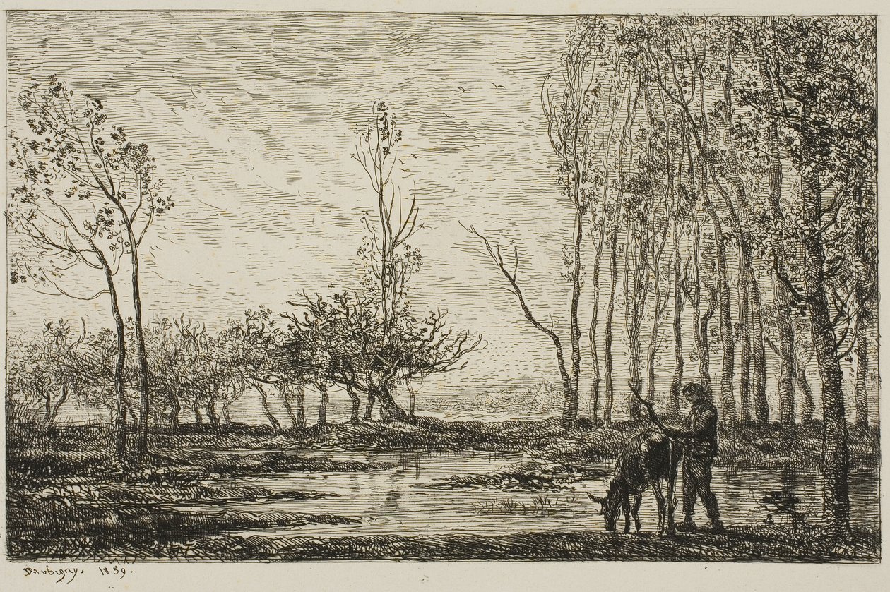 Solnedgång av Charles Francois Daubigny