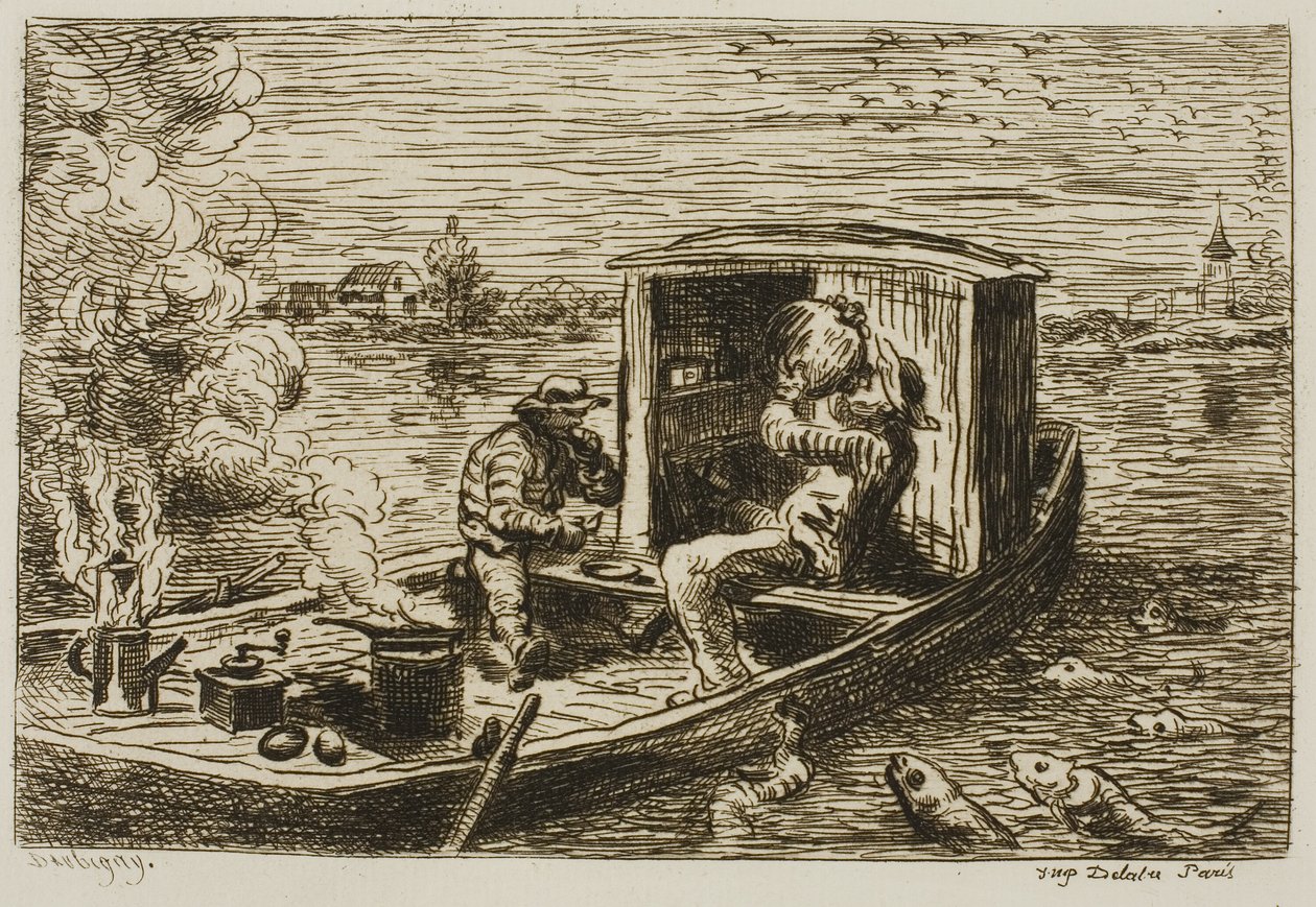 Svälja (måltid på båten) av Charles Francois Daubigny