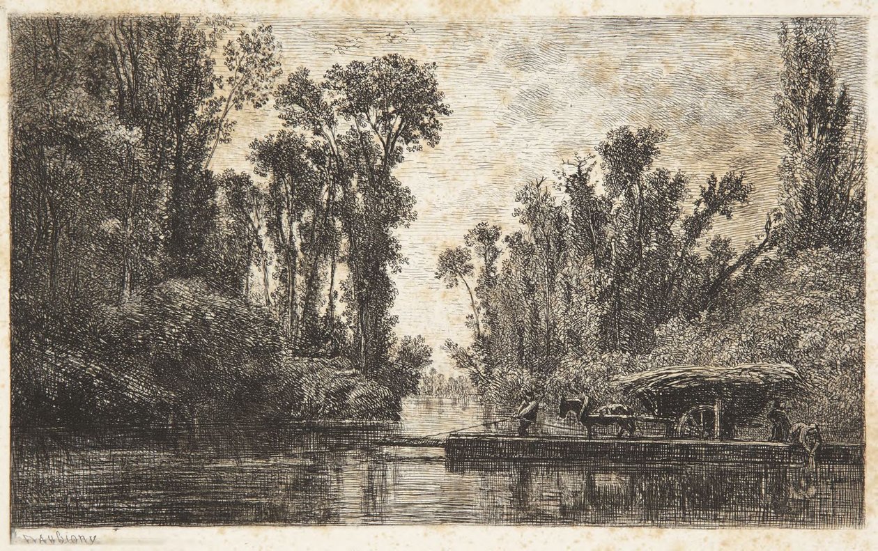 Färjan vid Bezons av Charles Francois Daubigny