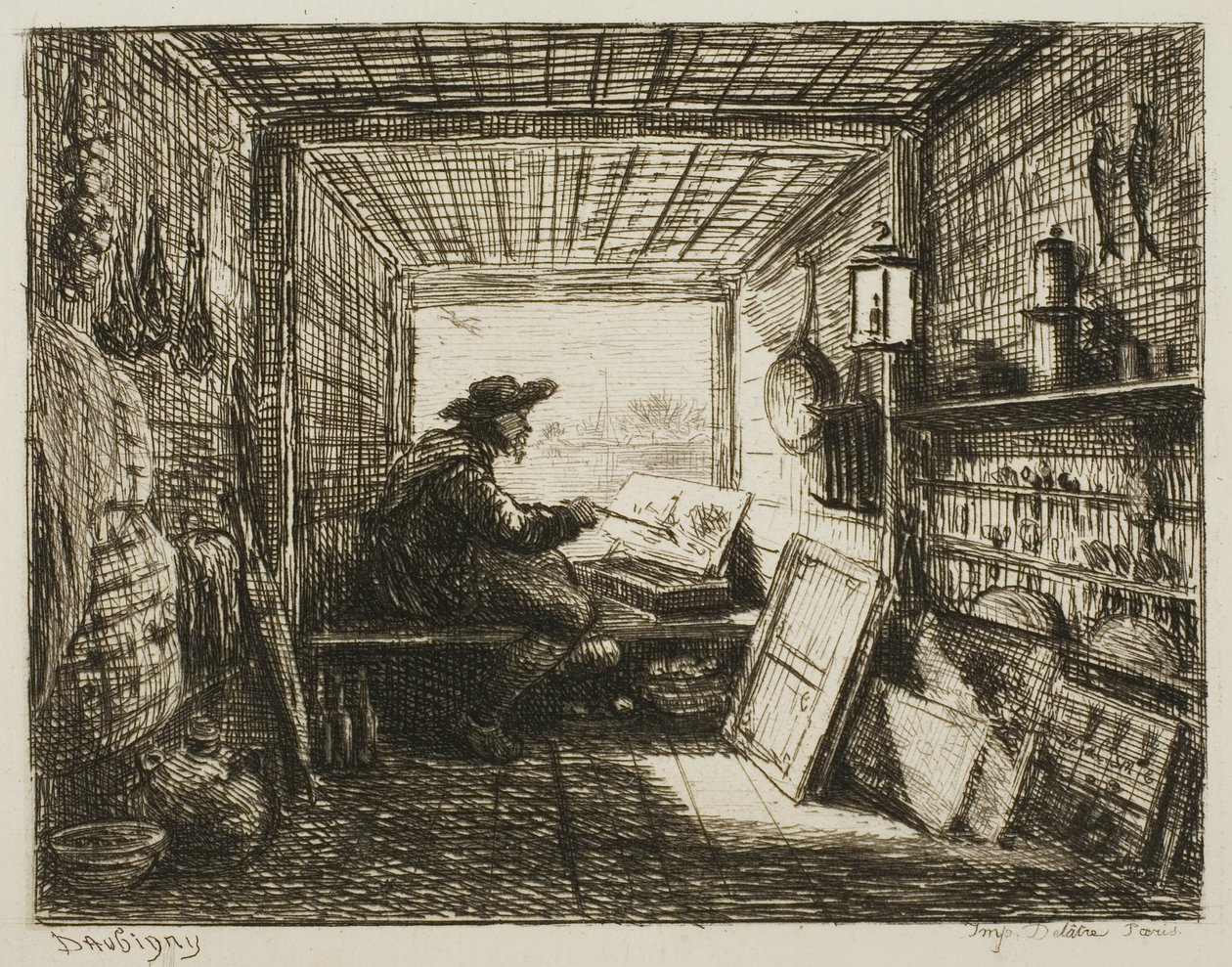 The Boat Studio, från The Boat Trip av Charles Francois Daubigny
