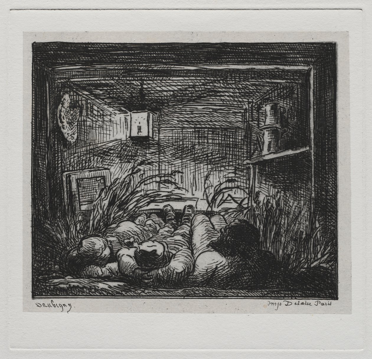 Båtresan: Sängkläder ombord på "Botin" (natt på båten) av Charles Francois Daubigny