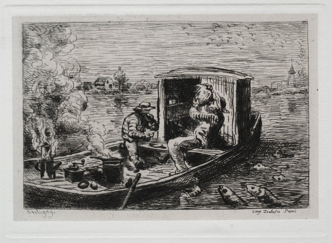 Båtturen: Slukande eller lunch på båten, 1861. av Charles Francois Daubigny