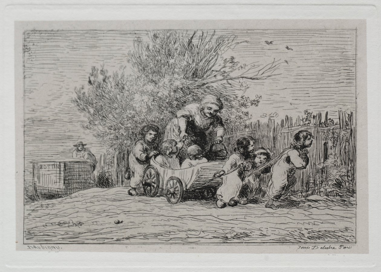 The Boat Trip: Heritage of the Cart The Children with the Cart, 1861. av Charles Francois Daubigny
