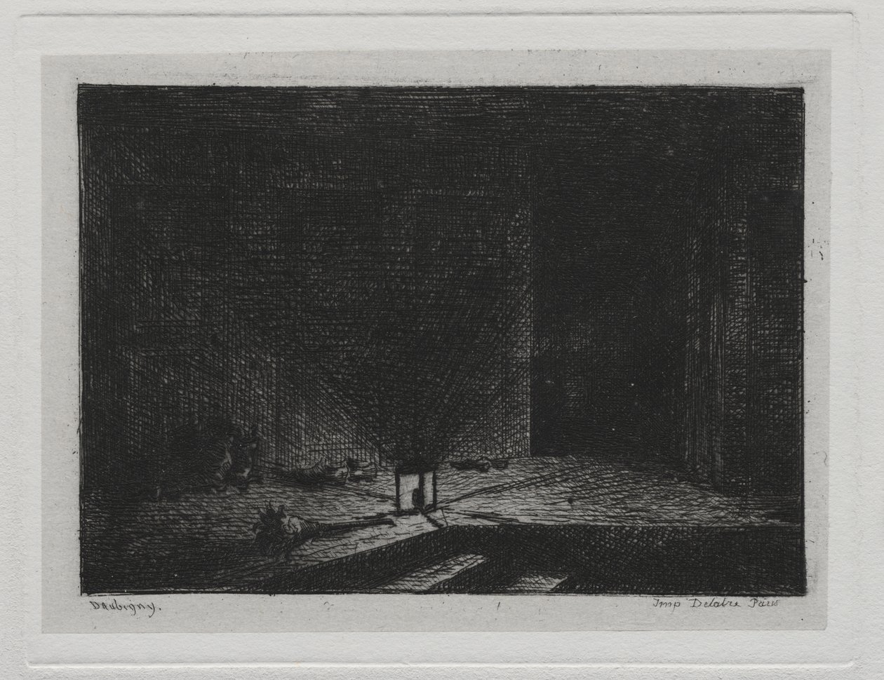Båtresan: Interiör av ett värdshus (The Corridor of an Inn) av Charles Francois Daubigny