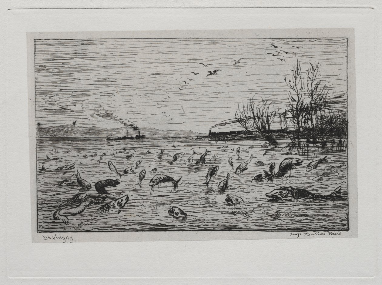 Båtturen: Fiskens glädje vid avgången av stugpojken (fisken) av Charles Francois Daubigny