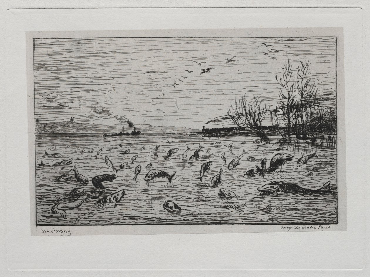 Båtturen: Fiskens glädje vid avgången av Cabin Boy The Fish, 1861. av Charles Francois Daubigny