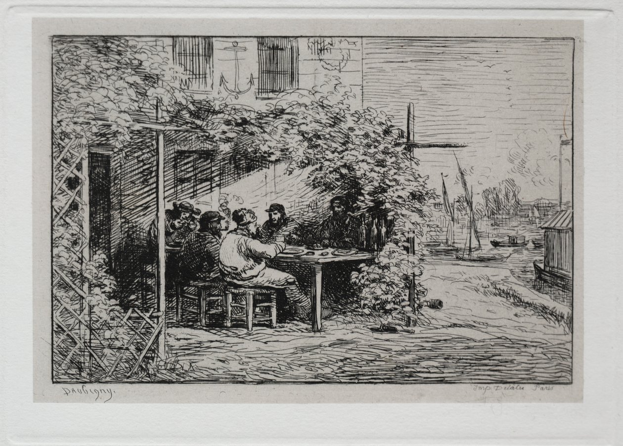 Båtturen: Lunchen innan du går ombord på Asnières av Charles Francois Daubigny