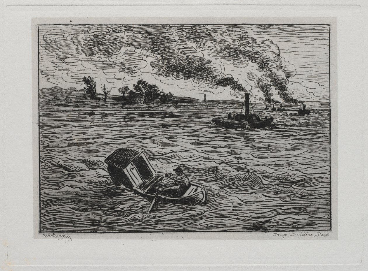 Båtturen: ångbåtarna eller se upp för ångbåtarna av Charles Francois Daubigny