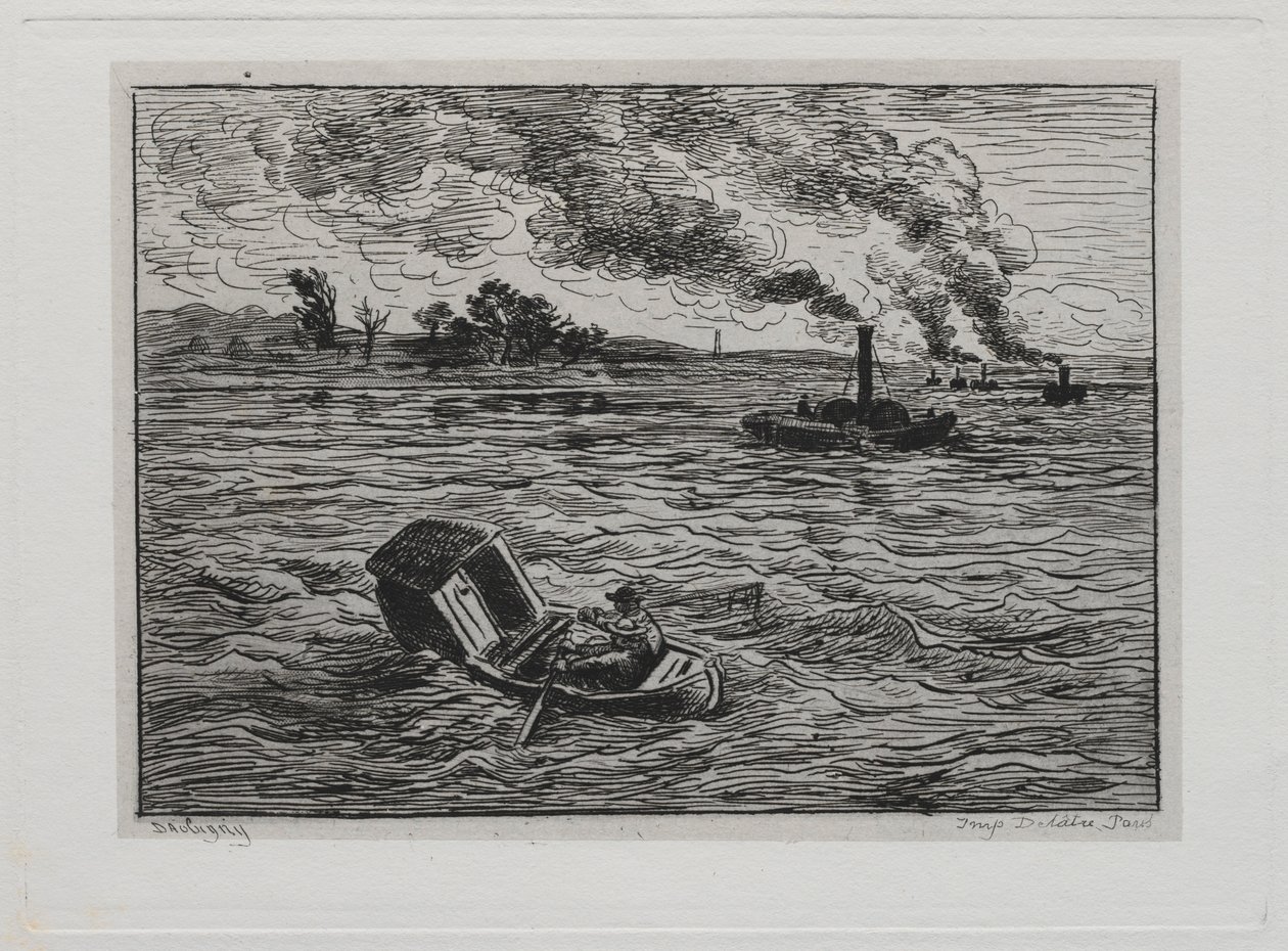 Båtturen: Ångbåtarna eller se upp för ångbåtarna, 1861. av Charles Francois Daubigny