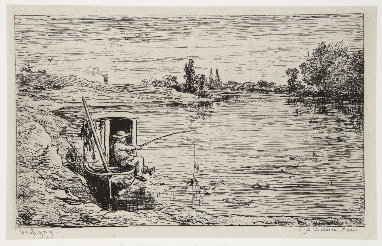 Skeppsgossen som fiskar av Charles Francois Daubigny