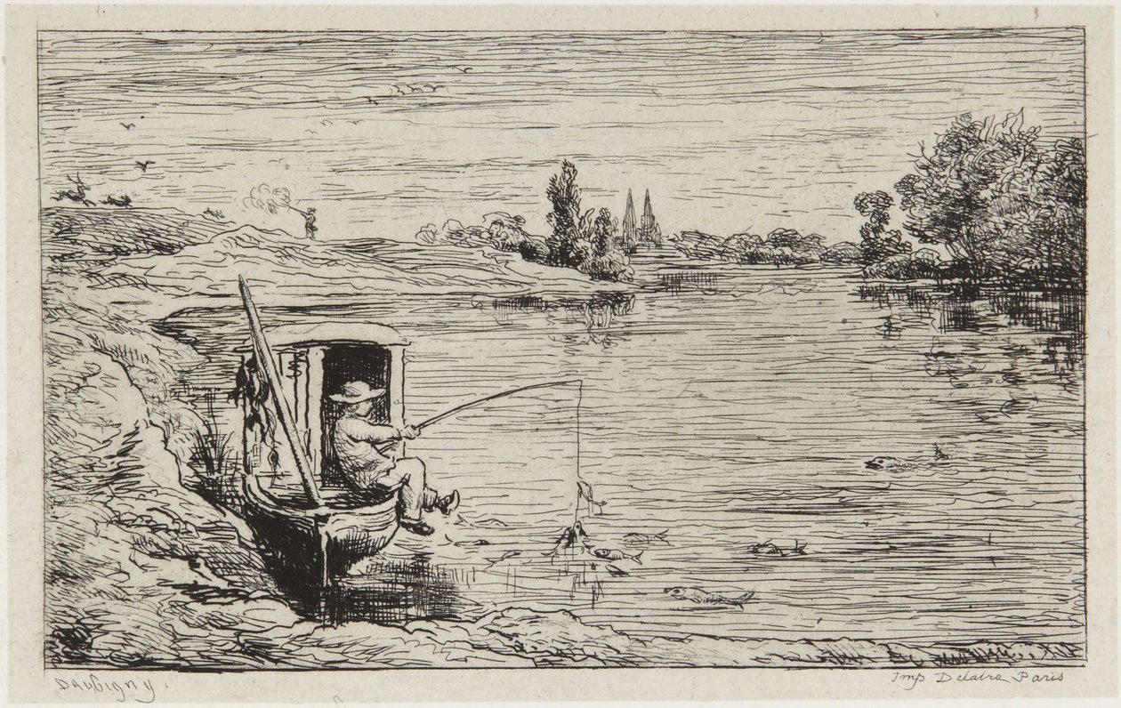 Skeppspojken som fiskar av Charles Francois Daubigny