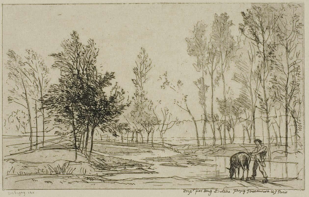 Åsnan vid vattningsplatsen av Charles Francois Daubigny