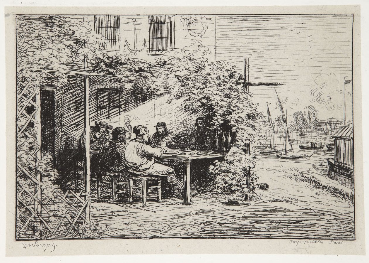 Avskedsfrukosten i Asnières av Charles Francois Daubigny