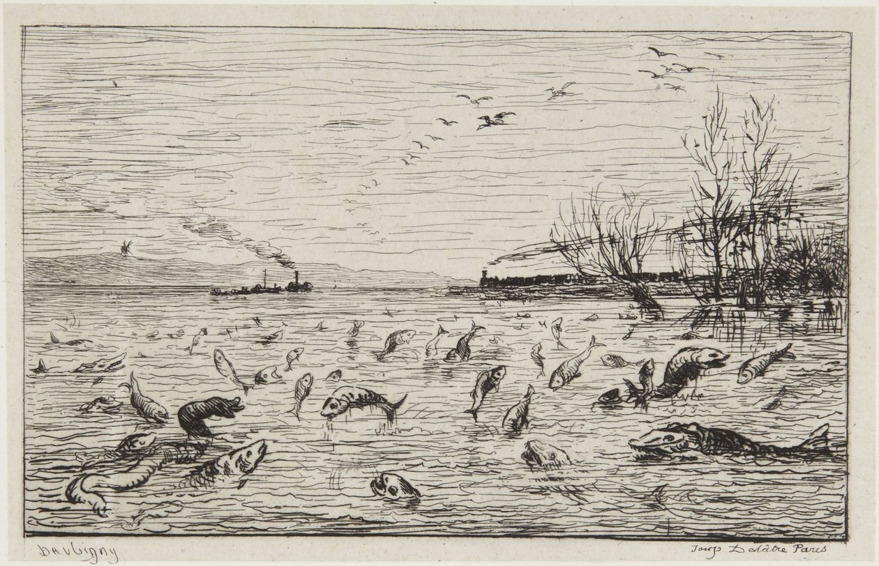 Fiskarna gläds åt hyttpojkens avresa av Charles Francois Daubigny