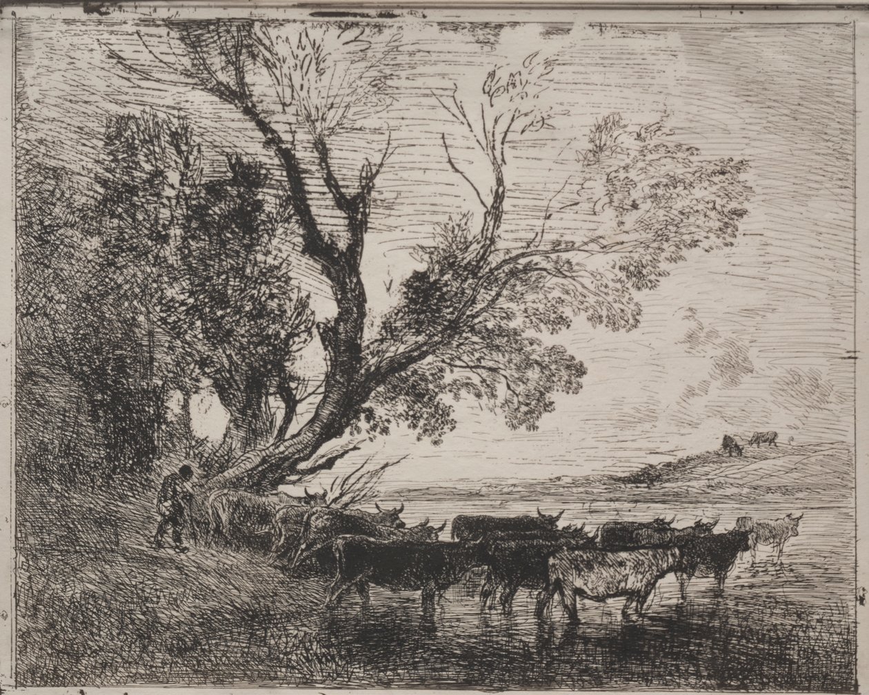 Forden, originaltryck 1862, tryckt 1921. av Charles Francois Daubigny