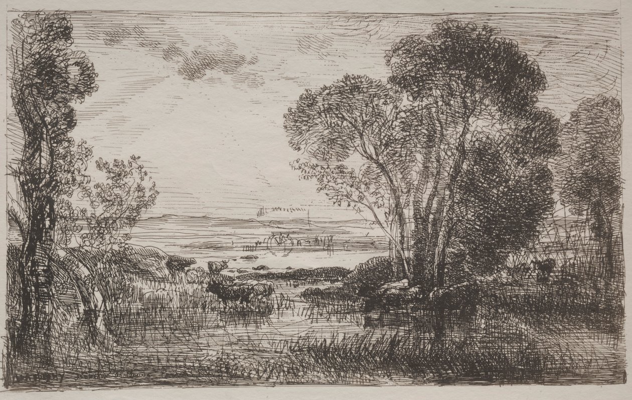 The Hydraulic Machine, originalavtryck 1862, tryckt 1921. av Charles Francois Daubigny