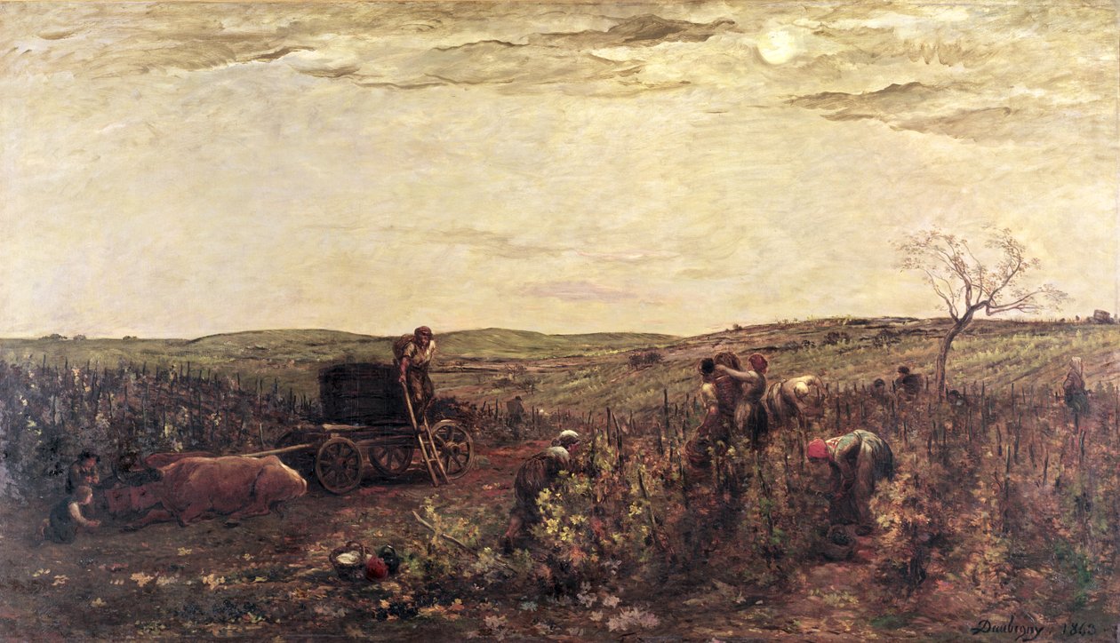 Vinskörden i Bourgogne, 1863 av Charles Francois Daubigny