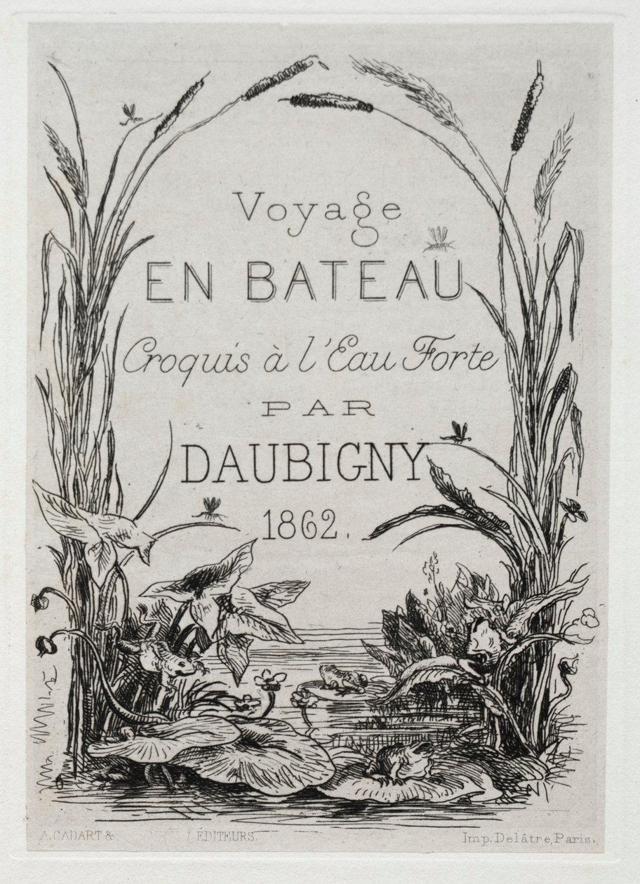Titel Frontispiece för albumet: Båtresan av Charles Francois Daubigny