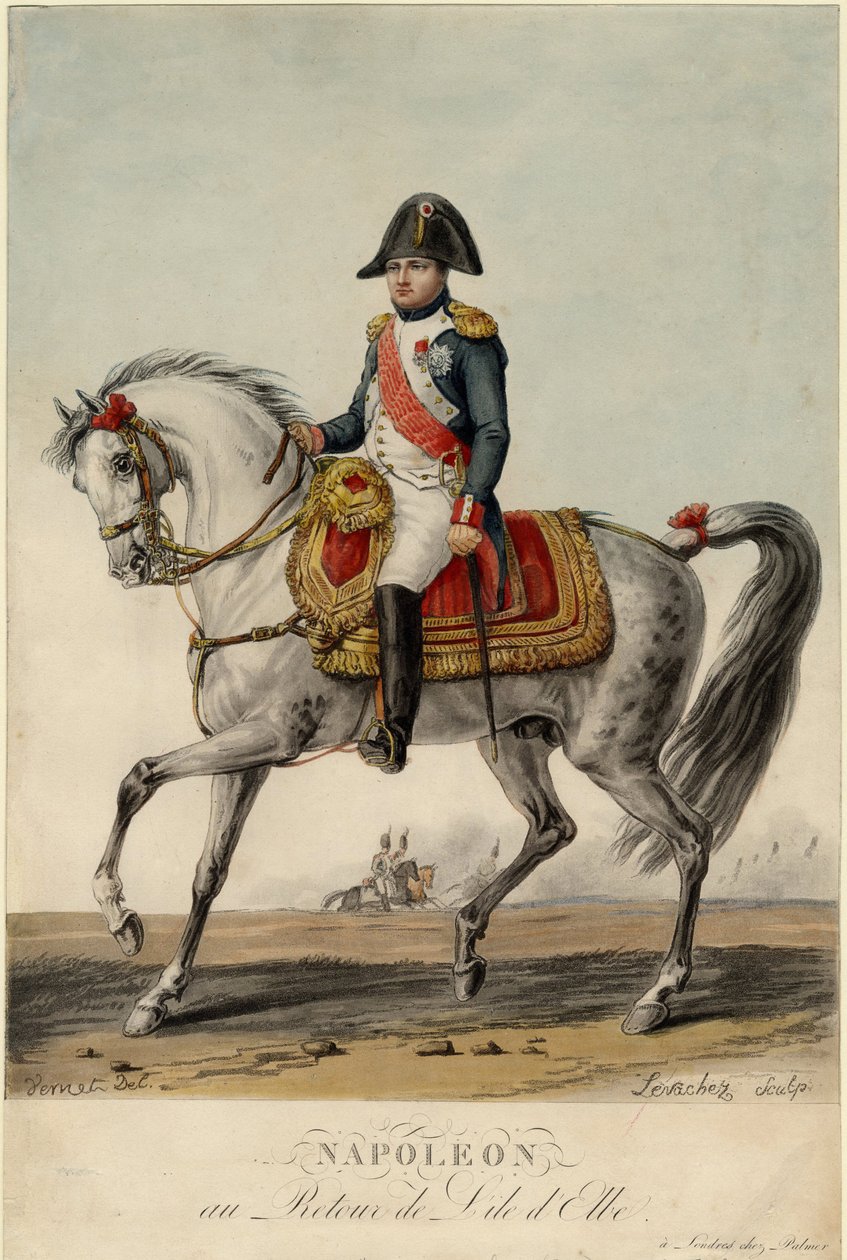Napoleon återvänder från ön Elba - Levachez, Charles Francois Gabriel (aktiv 1760-1820) - 1815 - Litografi, akvarell - 38,3x25,3 - Privat samling av Charles Francois Gabriel Levachez