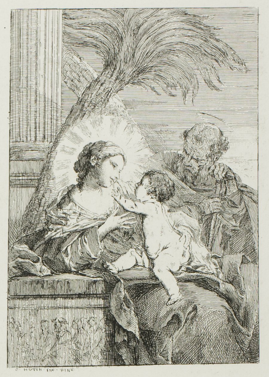 Den heliga familjens vila i Egypten av Charles Francois Hutin