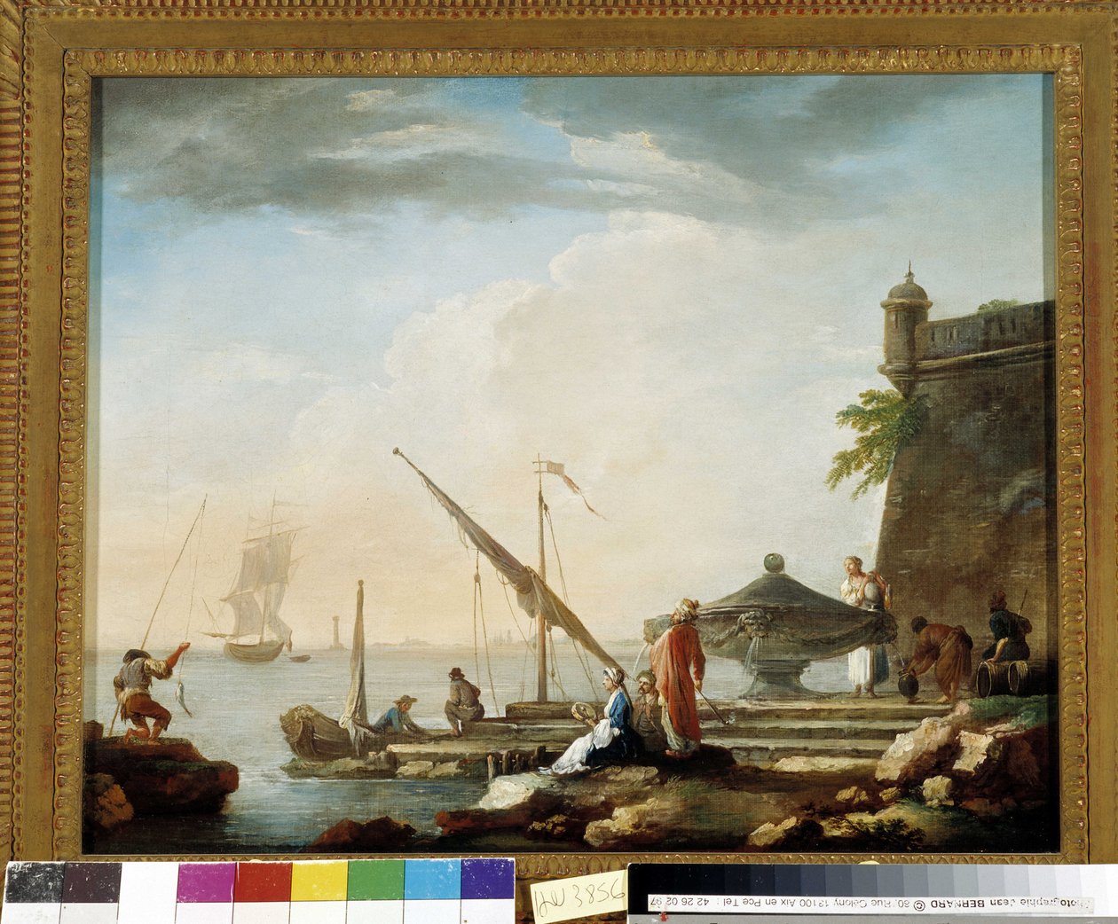 Medelhavets hamn vid fontänen. Målning av Charles Francois Grenier de la Croix dit Lacroix de Marseille (1720-1782) Privat samling, Marseille. av Charles François Grenier de Lacroix