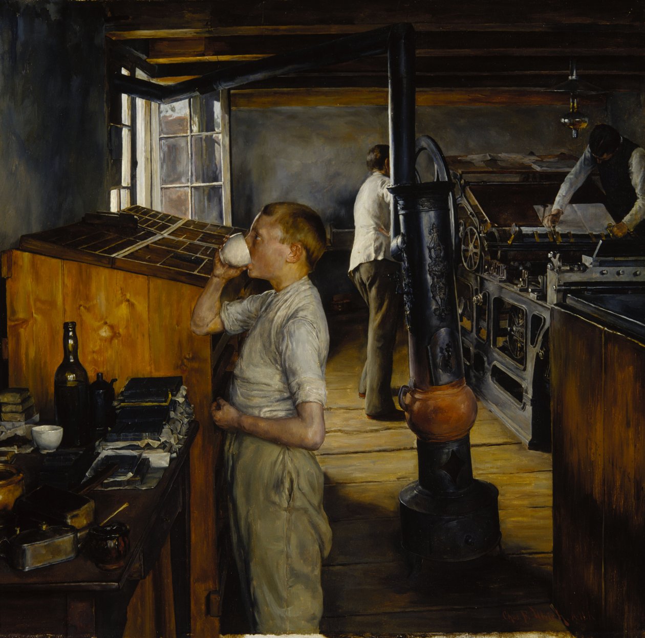 The Village Printing Shop, Haarlem, Nederländerna av Charles Frederic Ulrich