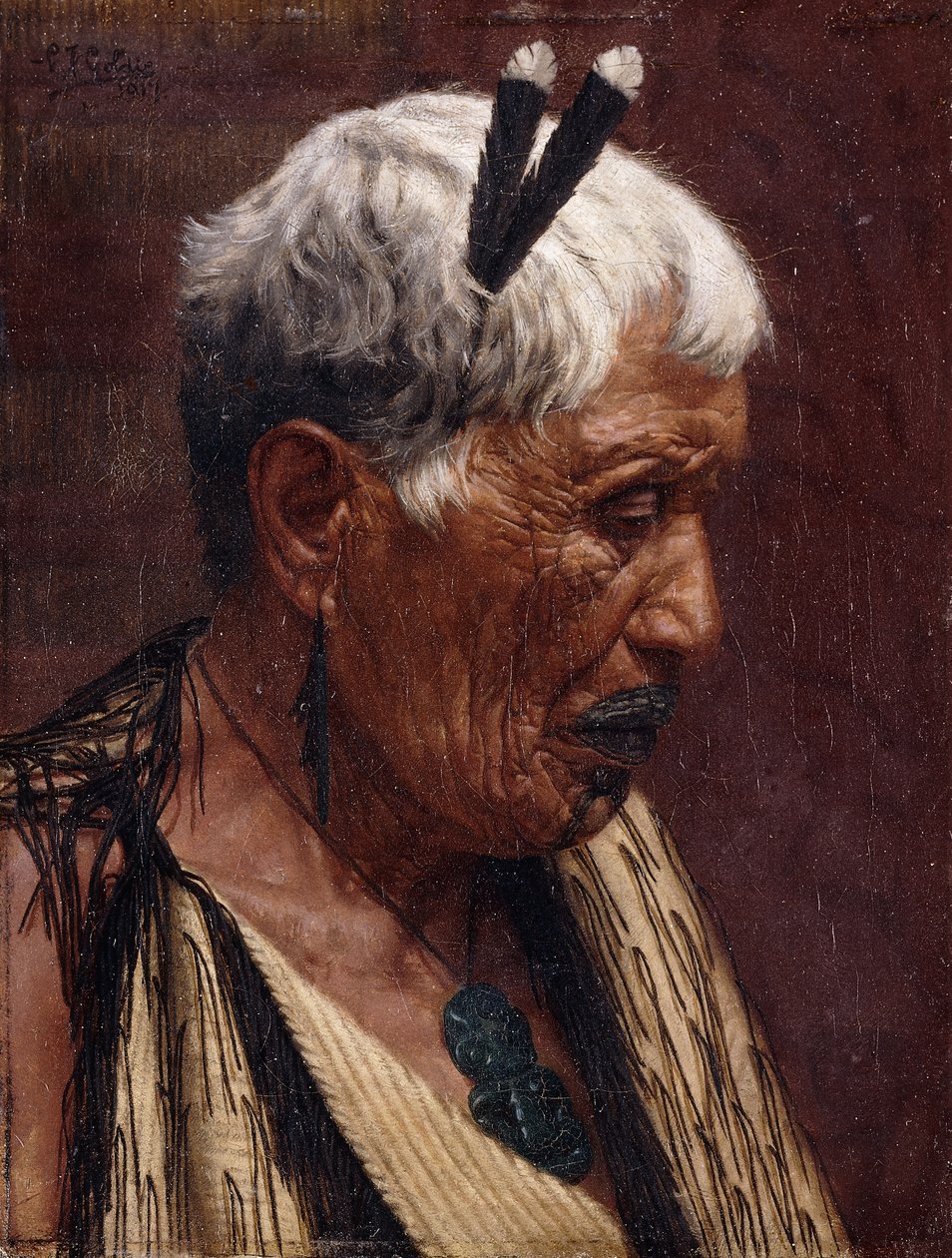 Titta bakåt - Wiripine Ninia, en Ngatiawa-hövding av Charles Frederick Goldie