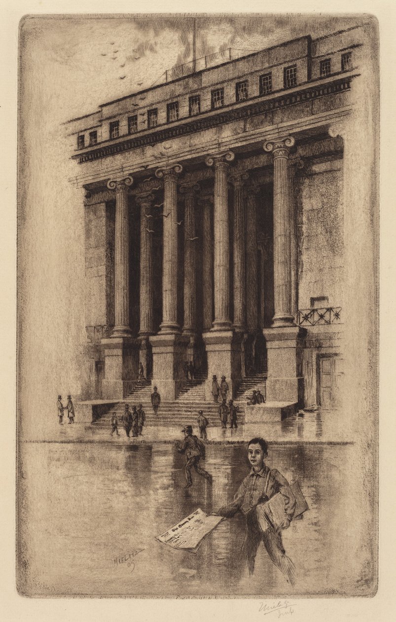 Veranda, Old Custom House, Wall Street, 1905. av Charles Frederick William Mielatz