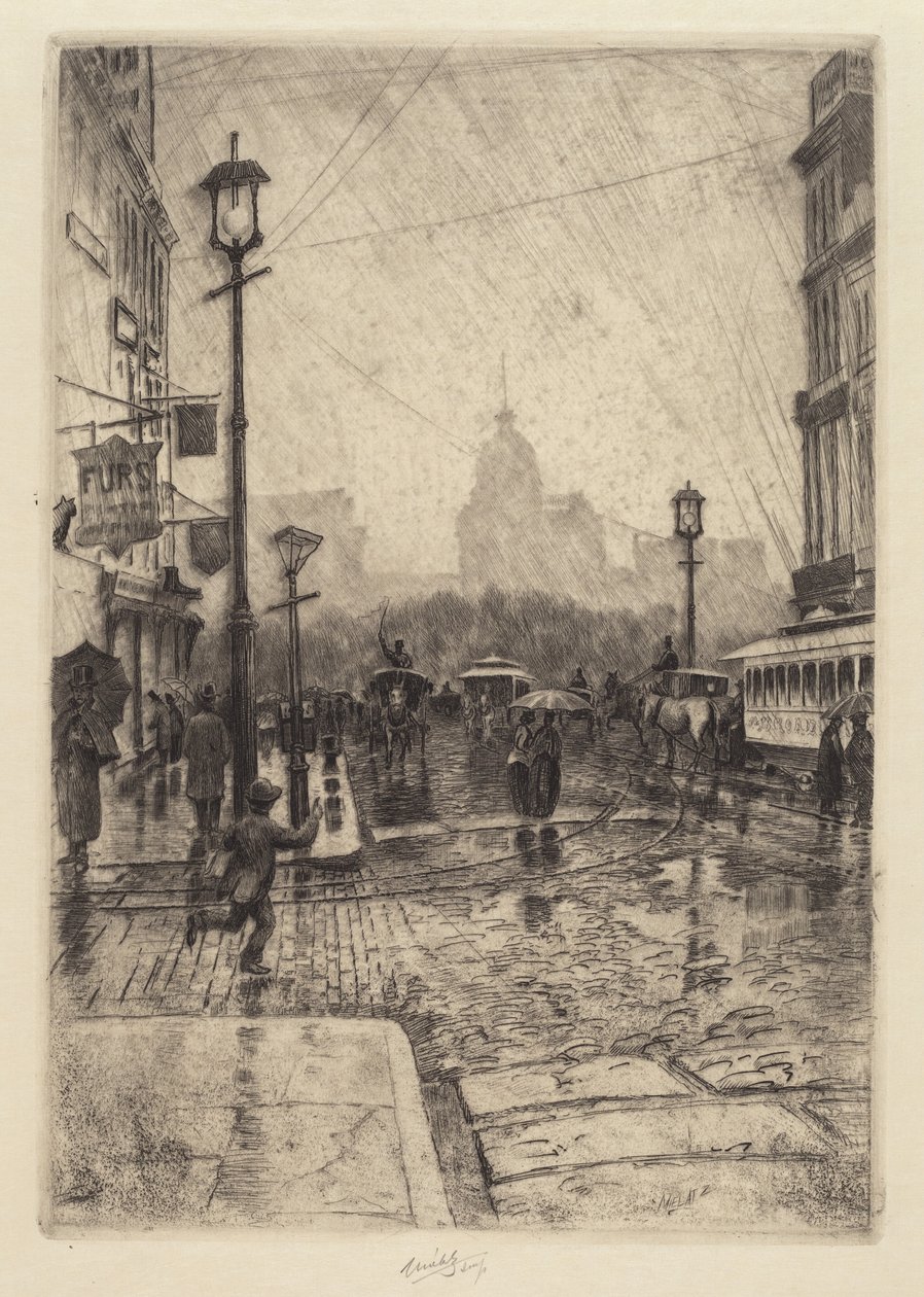 Regnig dag, Broadway av Charles Frederick William Mielatz