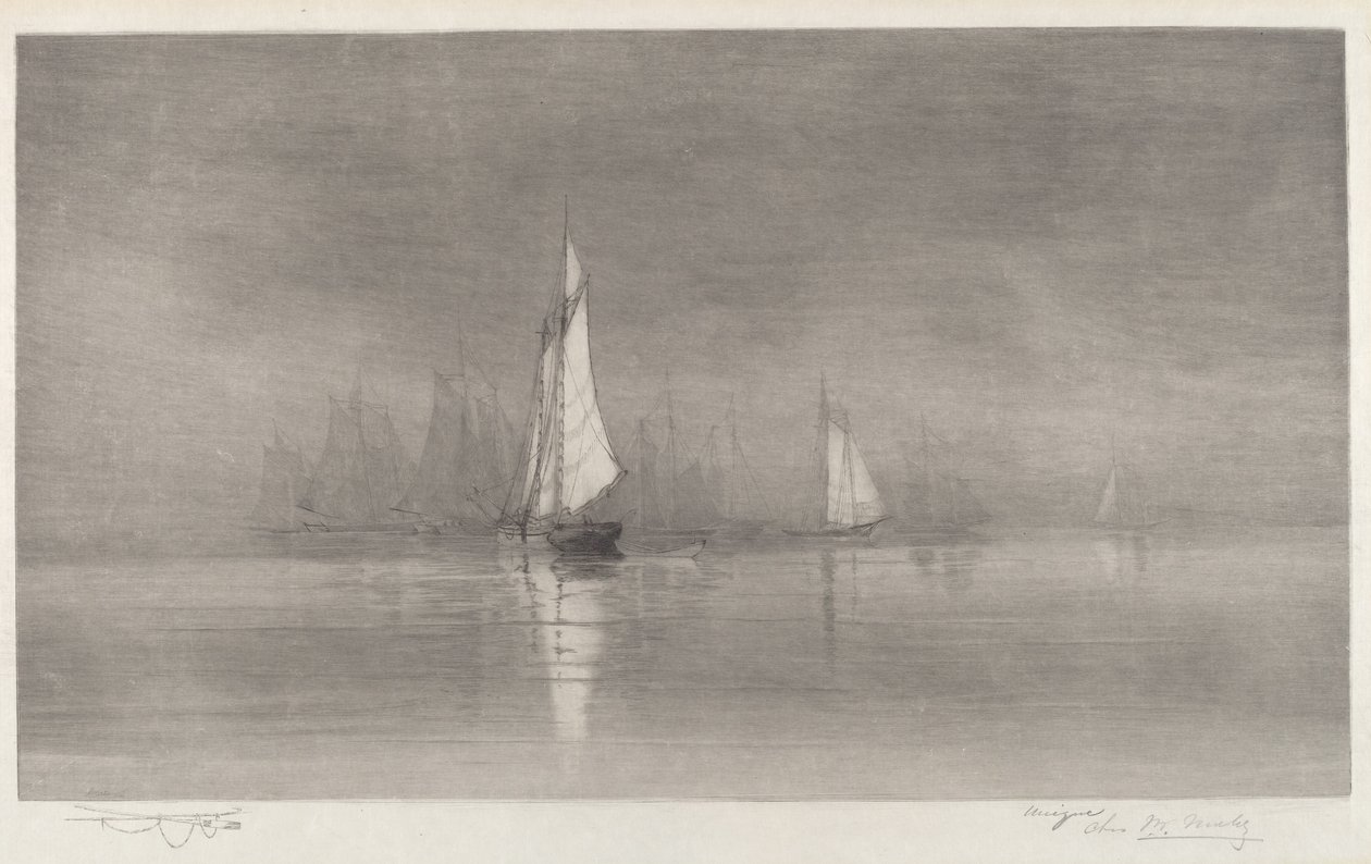 Namnlös hamnscene med segelbåtar, ca. 1900. av Charles Frederick William Mielatz