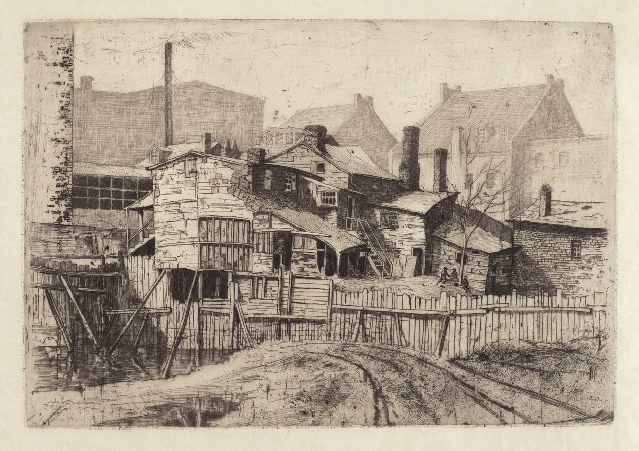Utan titel trähus i staden, 1880-talet. av Charles Frederick William Mielatz