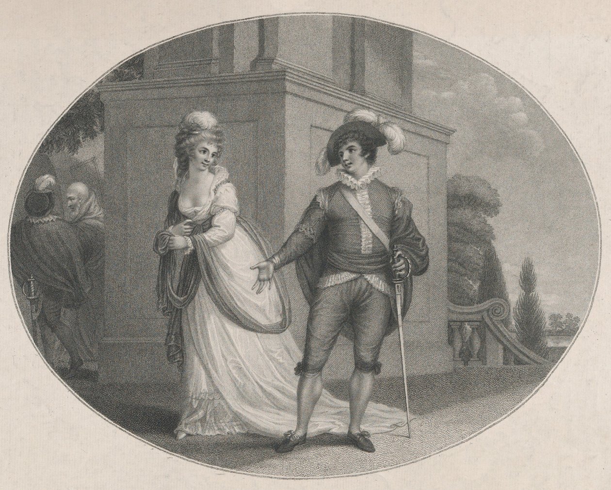 Beatrice och Benedick Shakespeare, Much Ado About Nothing, Akt 4, Scene 1, Au..., 12 augusti 1784. av Charles Gauthier Playter