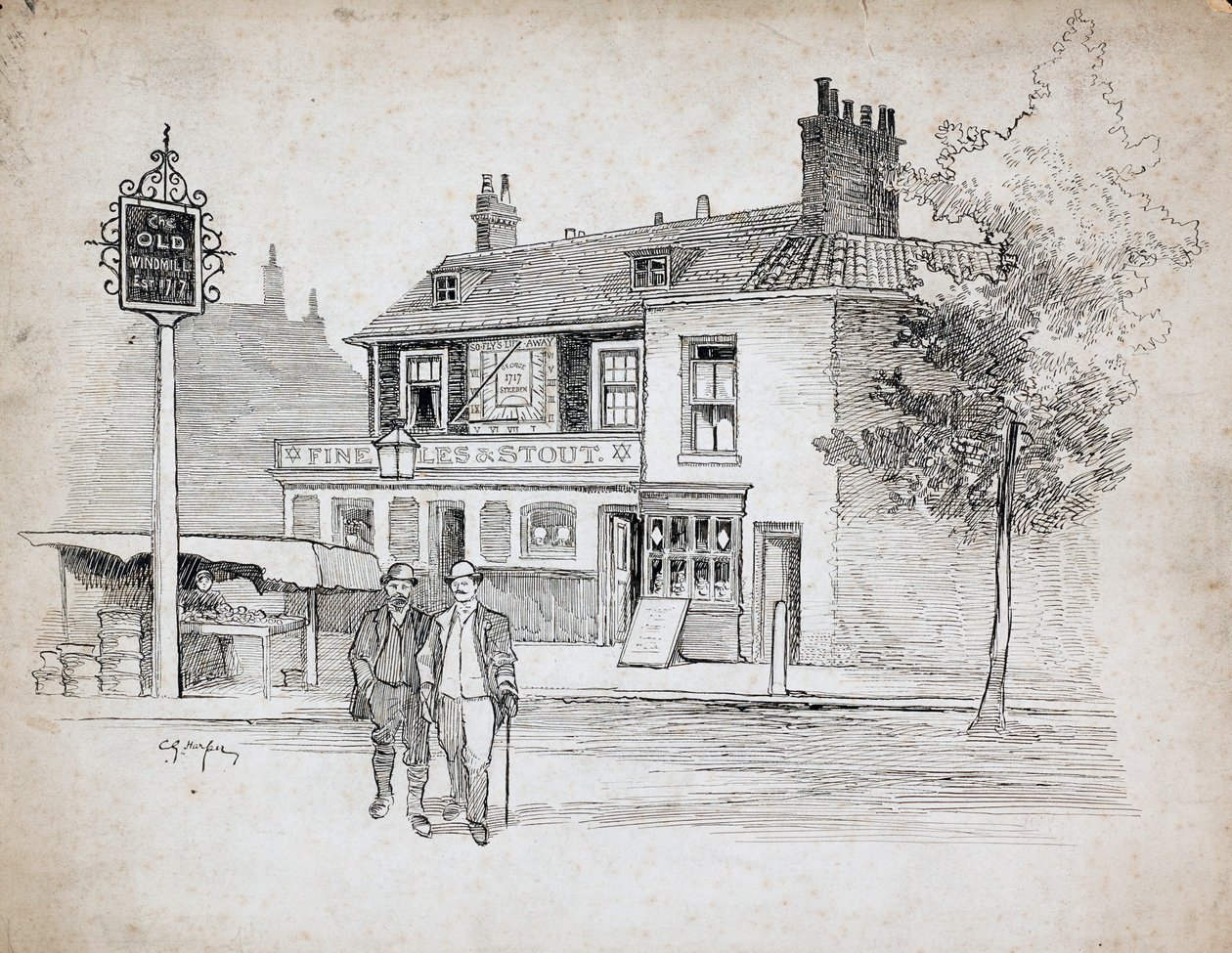 Old Windmill pub, 214-214 Chiswick High Road, Turnham Green, London, 1892-1933. av Charles George Harper