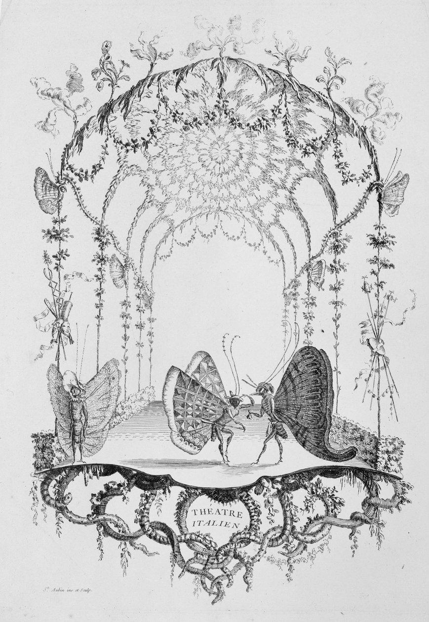 Italian Theatre Italian Theatre, från Essai de Papilloneries Humaines par Saint A..., ca. 1756-60. av Charles Germain de Saint Aubin